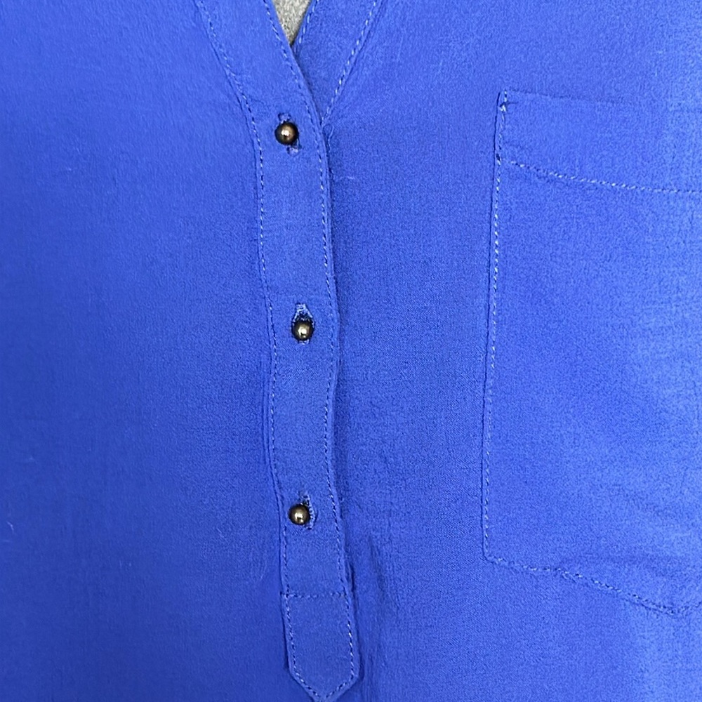 ZARA Basics Royal Blue Flowy V-Neck Tunic Blouse Women’s XS - Picture 5 of 12